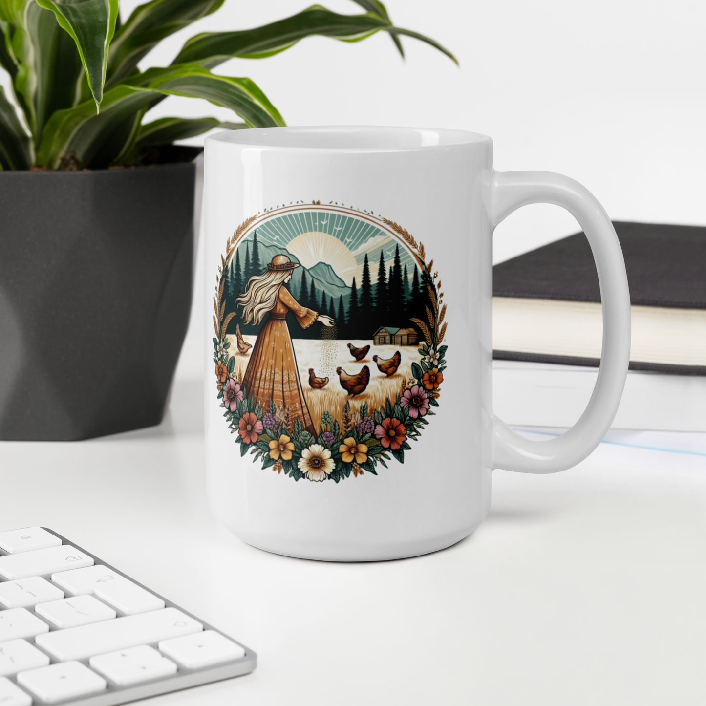 Good Morning Ladies Coffee Mug - Chicken Theme Coffee Mug